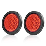 FungLam 2PCS Red 4 inch Round 24-LED Truck Trailer Stop Turn Tail Light Brake Lights