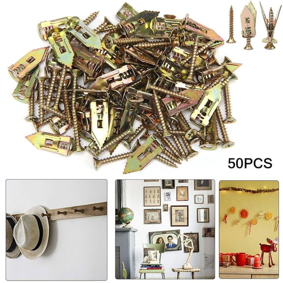 FungLam 50PCS Drywall Self Drilling Anchors Screws Wall Anchor Expansion Hooks Heavy Duty