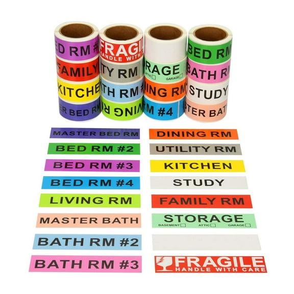 FungLam  960PCS 16Rolls Moving Labels Moving Packing Stickers Color-Coded Fragile sticker