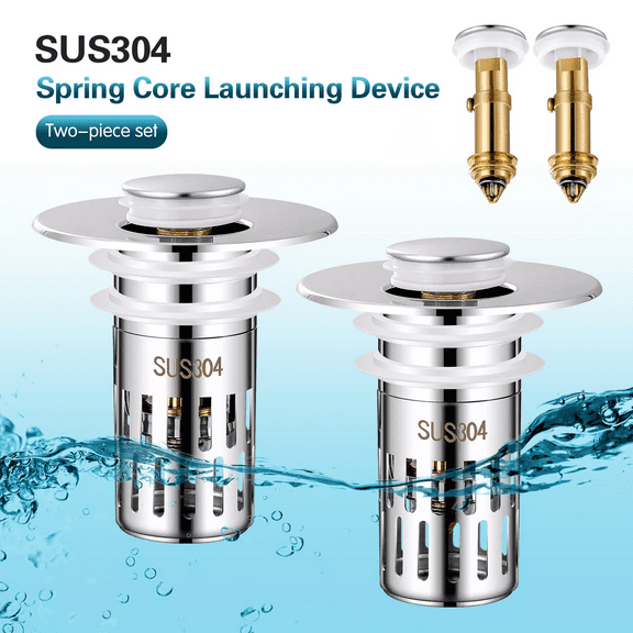 FungLam Bathroom Sink Drain Strainer, Universal Sink Stopper Drain Strainer Pop Up Drain Stopper Stainless Steel Hair Catcher for Replacement, Fits 1.1-1.45“ Basin