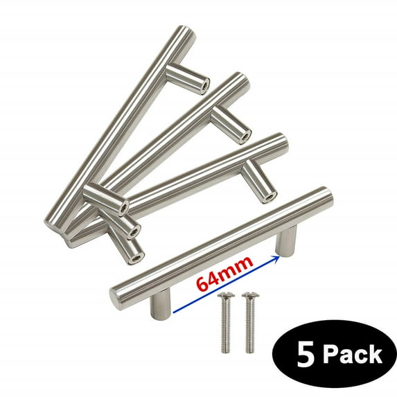 FungLam, 6 Inch Brushed Nickel Stainless Steel Cabinet Pulls with 10 1-Inch Screws 5 Piece Pack