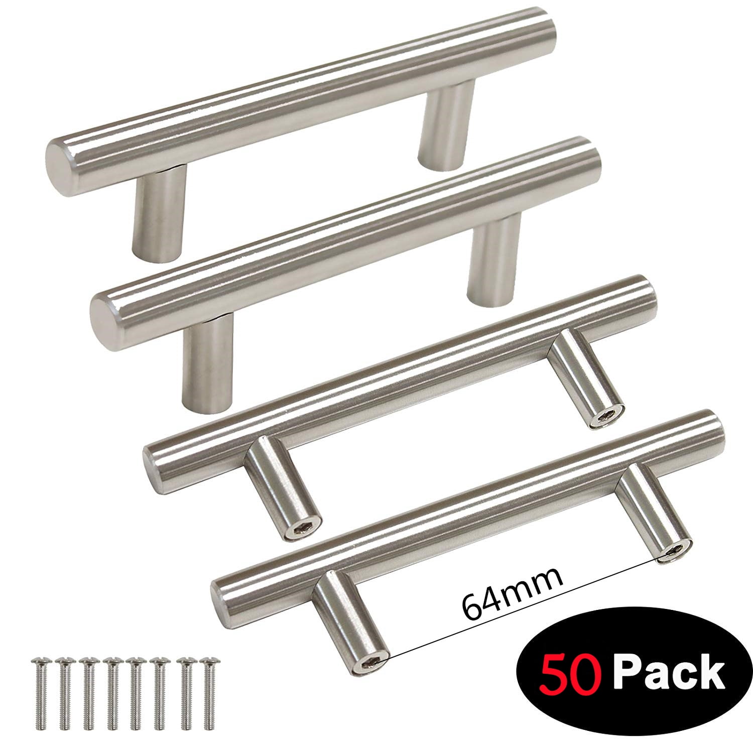 FungLam Cabinet Pulls - Cabinet Handles, Pack of 50 Brushed Nickel ...