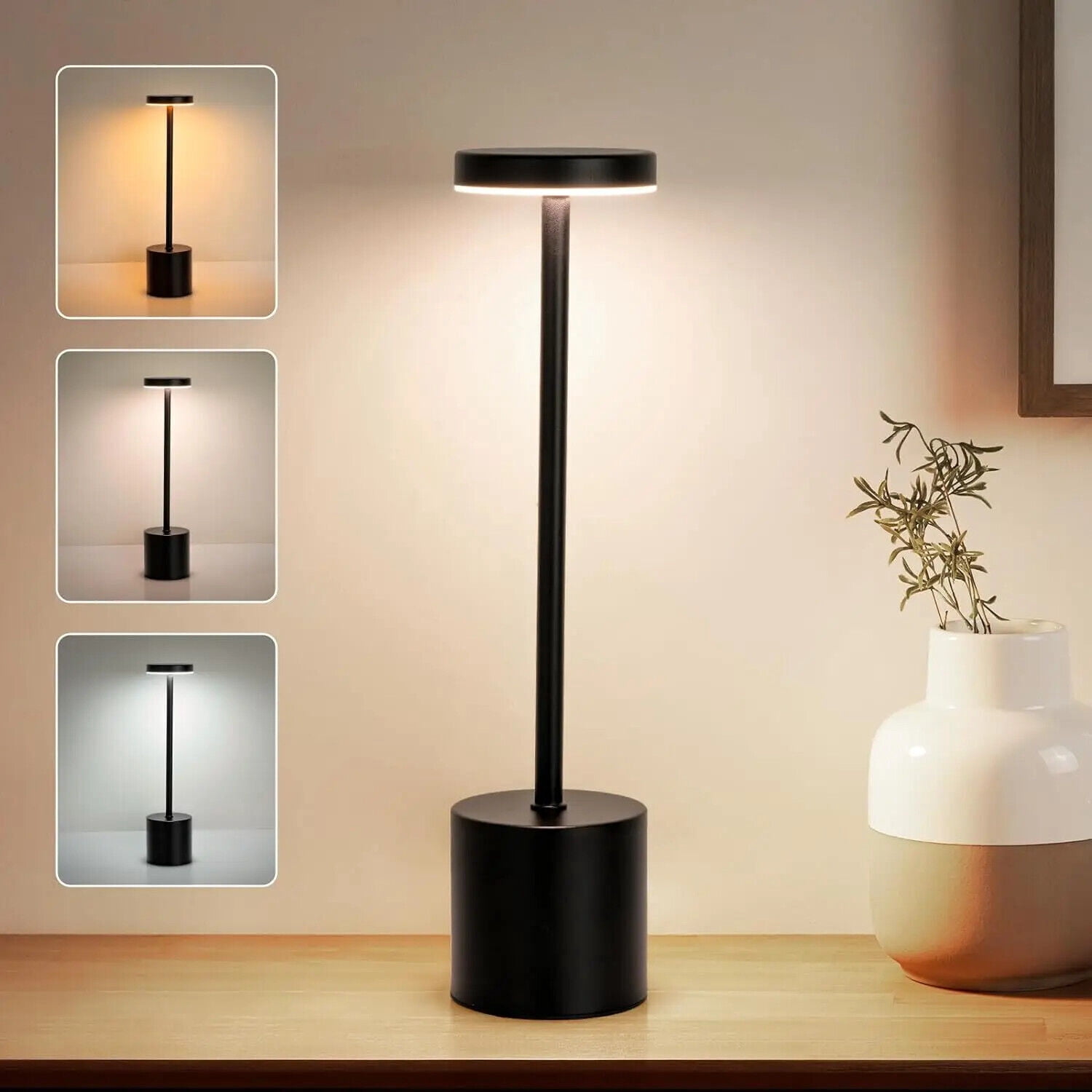 FungLam Cordless Led Table Lamp, Portable Rechargeable Desk Lamp with ...