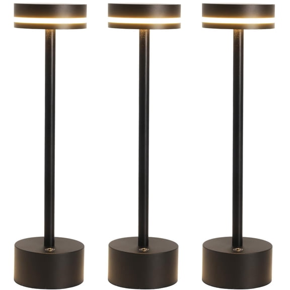 FungLam Cordless Metal Desk Lamp, Portable Touch Control LED Table Lamp with 3 Dimmable Color Settings, Rechargeable Light for Bedroom, Desk, Nursery, Cafe, Dining Room(3 Pcs Black)