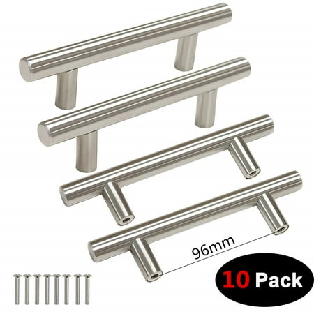 FungLam Kitchen Cabinet Hardware, 10 Pack 3.78" Hole Center Stainless Steel Cabinet Pulls Drawer Handles