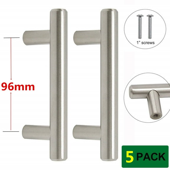FungLam Kitchen Cabinet Hardware, Cabinet Handles 3.78 inch Hole Center Drawer Pulls Stainless Steel Brushed Nickel Finish Cabinet Pulls - 5 Pack