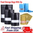 thumbnail image 1 of FungLam Mylar Foil Food Storage Stand Up Zip Seal Pouch Smell Proof Bags with Window Gold Outer Size: 4x6in(10x15cm) 100 PCS, 1 of 5