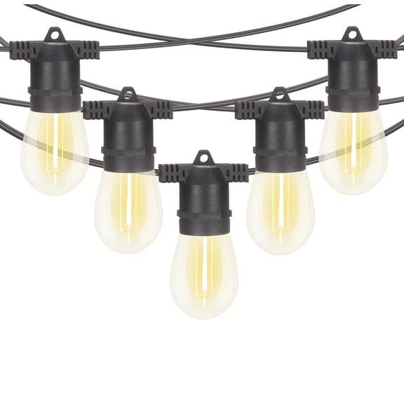 FungLam Outdoor String Lights, S14 Warm White Patio Lights with 20 Edison Vintage Bulbs, Waterproof Connectable Hanging Lights for Backyard Porch Balcony Party (27ft x 2 Pack)