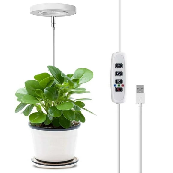 FungLam Plant Grow Light, 48 LED Full Spectrum Growing Lamp with 10 Dimmable Brightness, 3/9/12H On/Off Timer, Height Adjustable