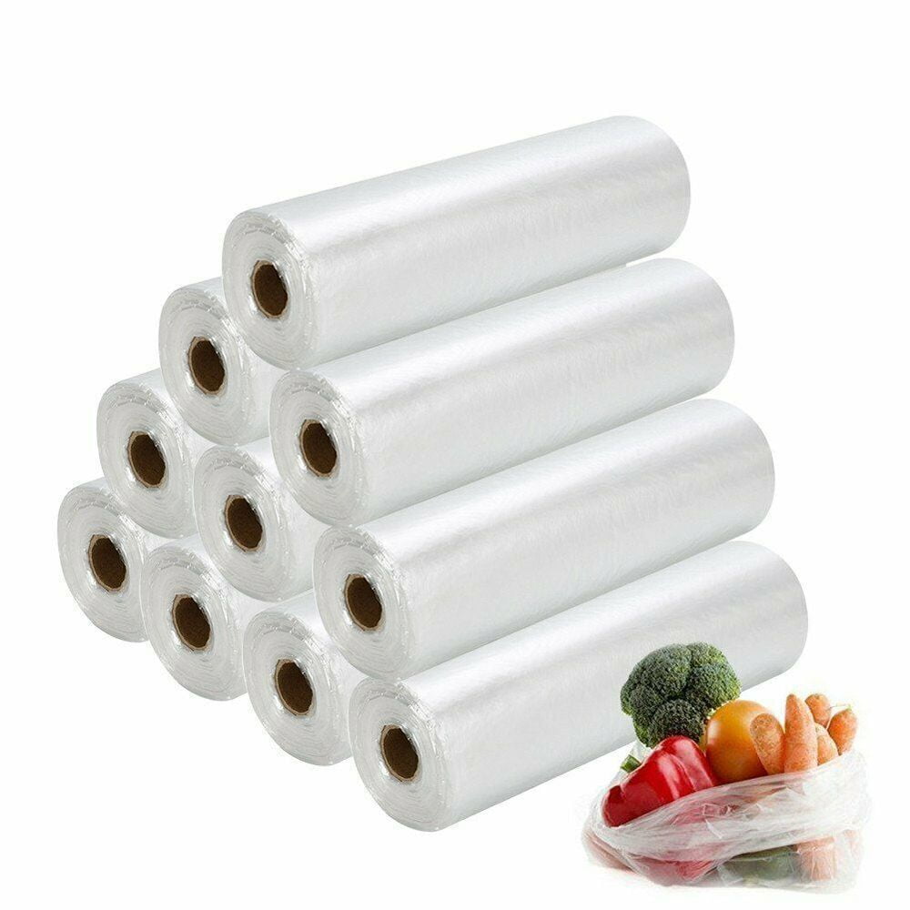 FungLam Plastic Produce Bags, 12" x 20" - 10 Rolls, Clear Food Storage Bags for Bread Fruits Vegetable, 350 Bags/Roll