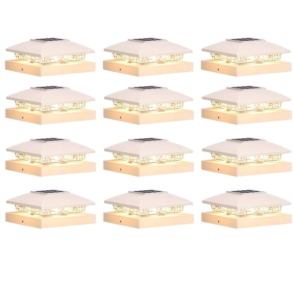 FungLam Solar Post Cap Light For 4x4 Vinyl 4x4 Wood Outdoor Waterproof LED Deck Fence Light-12Pack White