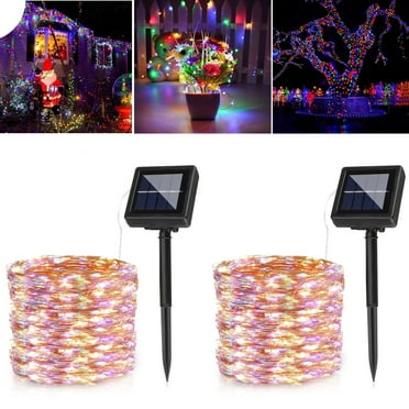 FungLam Solar String Lights, 66ft 200 LED Outdoor Waterproof Decorative Copper Wire Lights with 8 Lighting Modes(2 Pack)