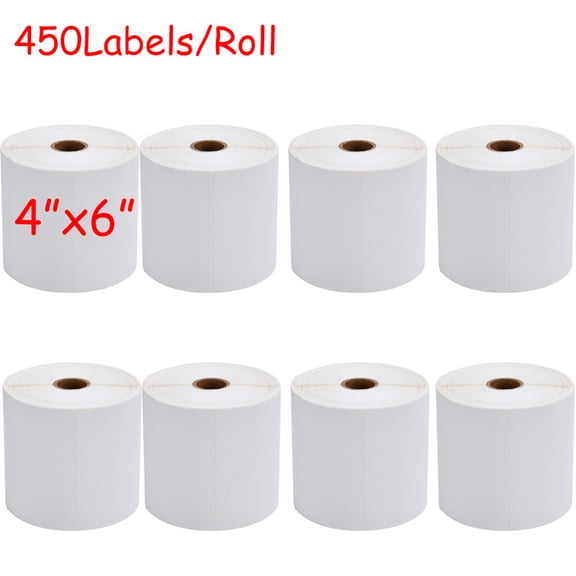FungLam Thermal Labels 4x6" 450/Roll Barcode Sticker White Shipping Lables Self-Adhsive Mailing Labels Compatible with Zebra/Eltron(4Rolls)