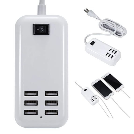 FungLam USB Charging Hub, 6 Port USB Wall Travel Charger Fast Charging AC Power Adapter Cell Phone Tablet