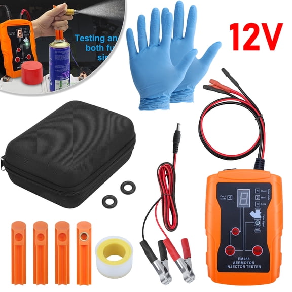 FungLam Universal Fuel Injector Tester and Cleaner Tool Kit, DIY Cleaning Tool Kit with 8 Size Cleaning Adapters, 8 Pulse Modes, 4 Wires Dual Channel,12V/5V Output