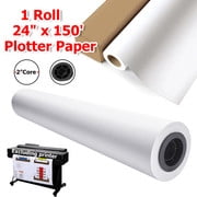 FungLam Wide Format Paper,1 Roll Plotter Paper 24 In x 150 Ft, CAD Bond Rolls,20lb,Bond Paper on 2 Core for CAD Printing on Wide Format Ink Jet Printers