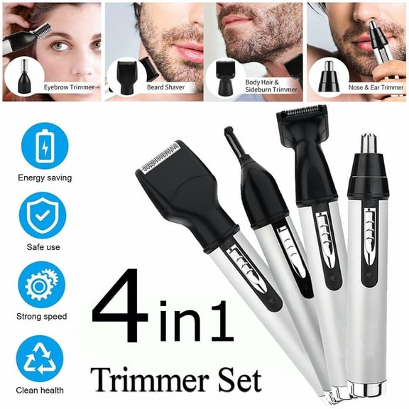 NefLaca 4 in 1 Rechargeable Electric Hair Eyebrow Ear Nose Beard Trimmer Set for Men