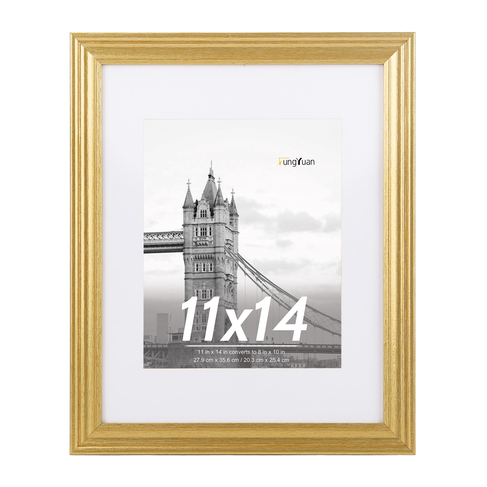 FungYuan, Wood Picture Frame, 11x14 Wall Frame, Gold - Walmart.com