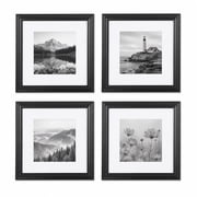FungYuan 12x12 Matted 8x8 Picture Frame Set of 4 for Gallery Wall Photos,Black