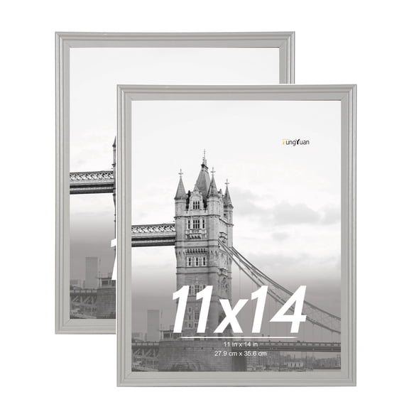 FungYuan 2 PACK 11x14 Wood Gallery Picture Frame,Poster Picture Frames for Wall Display,Gray