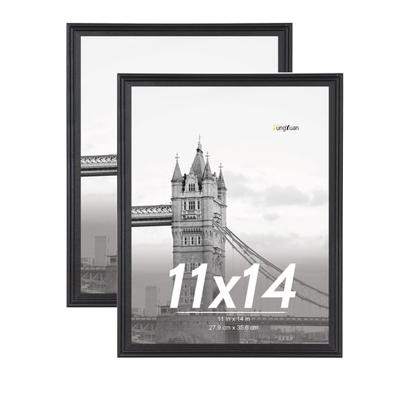 FungYuan 2 PACK 11x14 Wood Gallery Picture Frame,Poster Picture Frames for Wall Display,Black