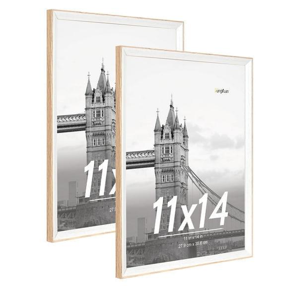 FungYuan 2 PACK 11x14 Wood Picture Frame Set,Gallery Wall Photo Frames,Poster frame,Brown