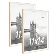 FungYuan 2 PACK 11x14 Wall Mount Picture Frame Set,Minimalist Collage Frame,Wall and Tabletop Display Picture Frames,Brown
