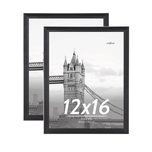 FungYuan 2 PACK 12x16 Wood Gallery Picture Frame,Poster Picture Frames for Wall Display,Black