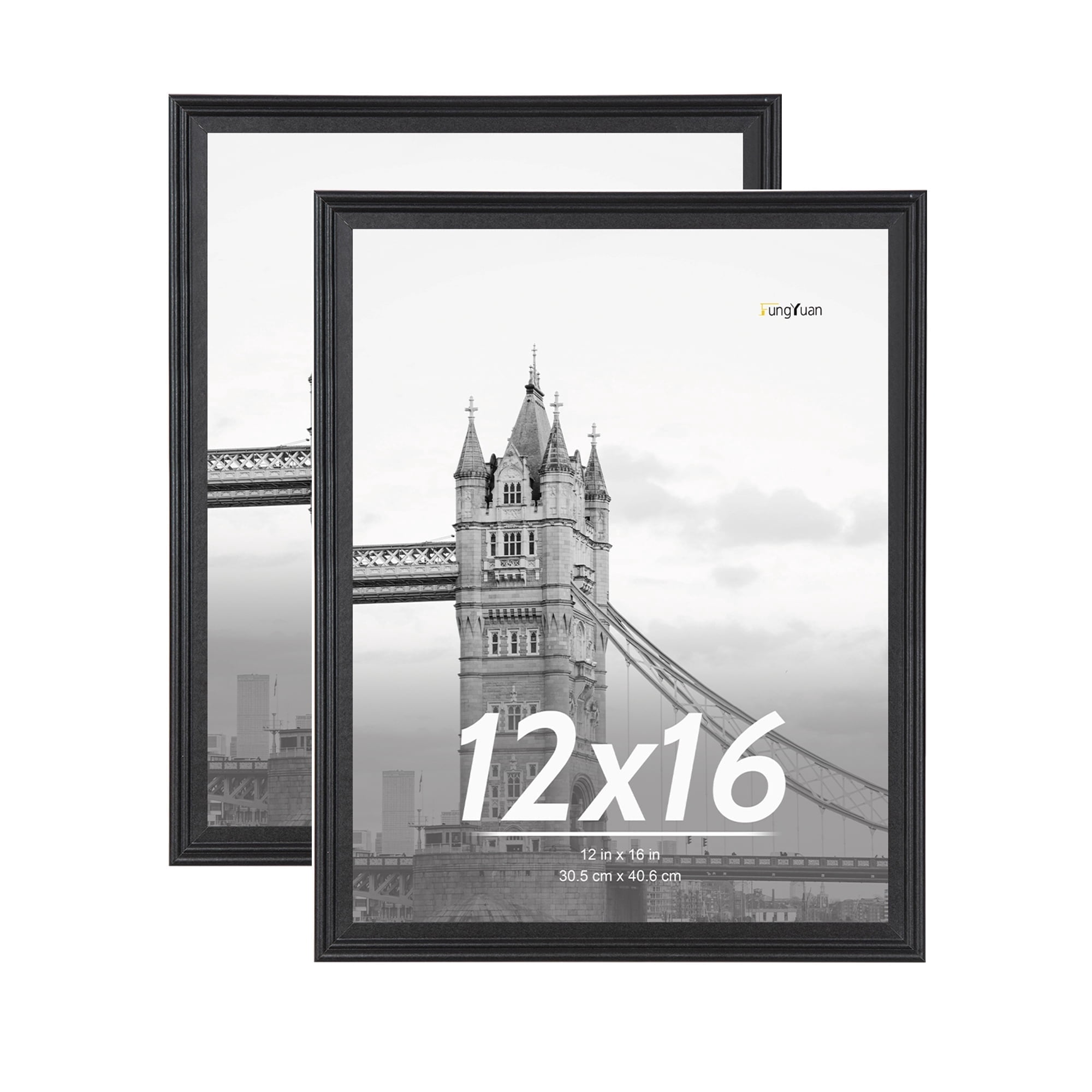 Spare Room 2 PACK 12x16 Wood Gallery Poster Picture Frames for Wall Display,Black