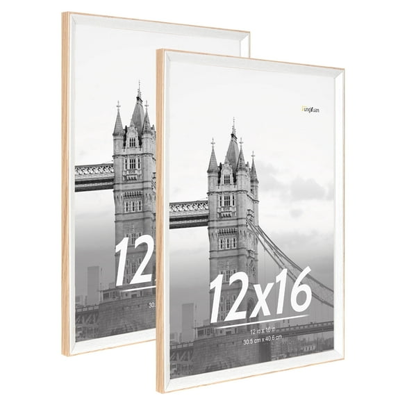 FungYuan 2 PACK 12x16 Wood Picture Frame Set,Gallery Wall Photo Frames,Poster frame,Brown