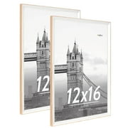 FungYuan 2 PACK 12x16 Wall Mount Picture Frame Set,Minimalist Collage Frame,Wall and Tabletop Display Picture Frames,Brown
