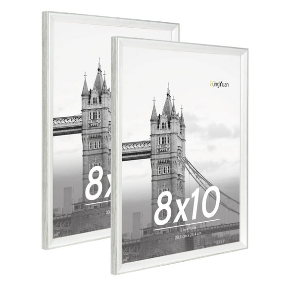 FungYuan 2 PACK 8x10 Wood Picture Frame Set,Gallery Wall Photo Frames, Wall and Tabletop Display Picture Frames,Gray