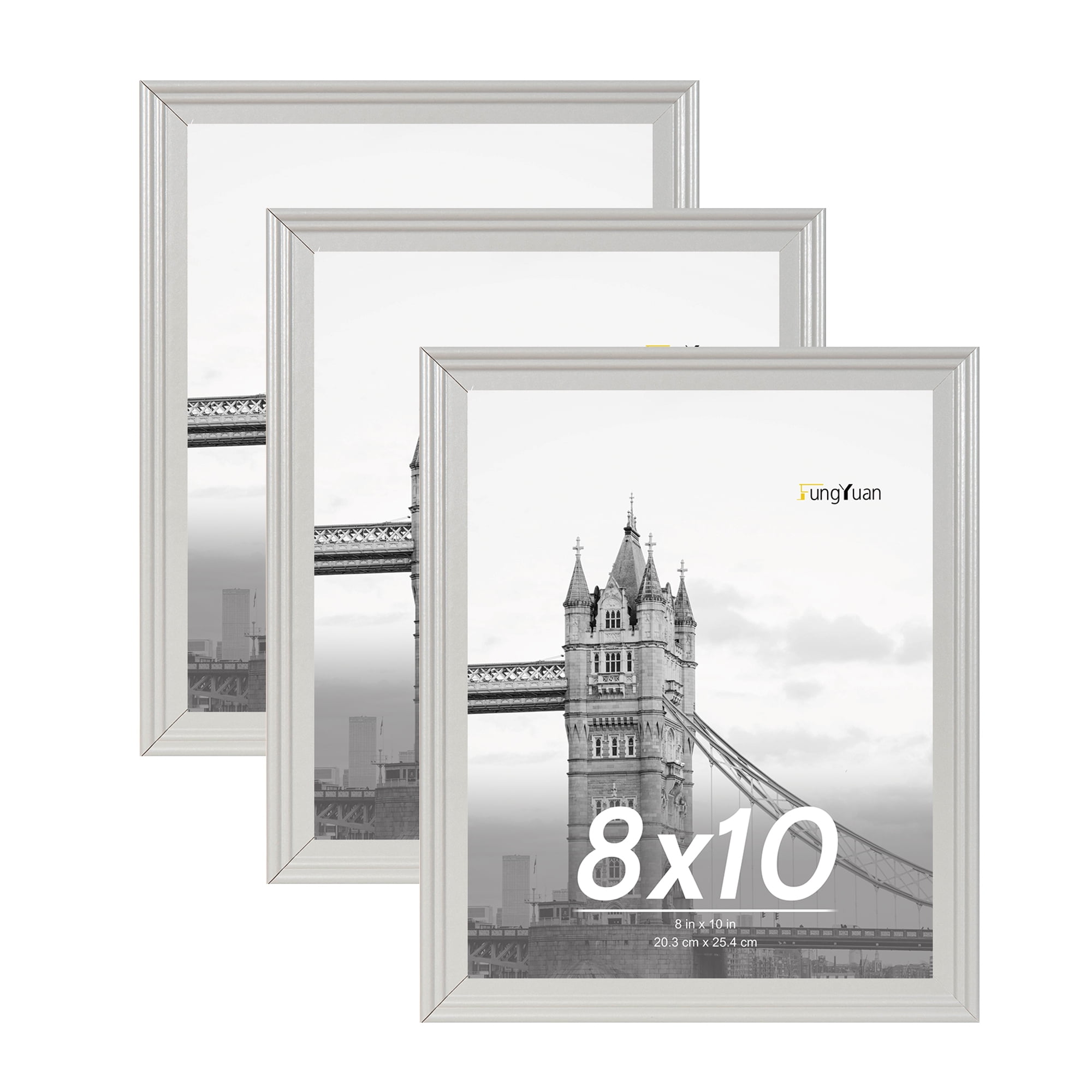 FungYuan 3 PACK 8x10 Wood Picture Frames, Front Loading Basic Tabletop ...