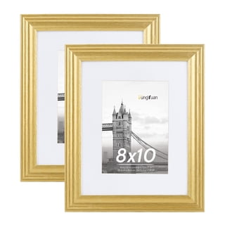 FungYuan 2PACK 8x10 Wood Picture Frame , Display Photo 8x10 Matted to 5x7 Wall Frame, Gold