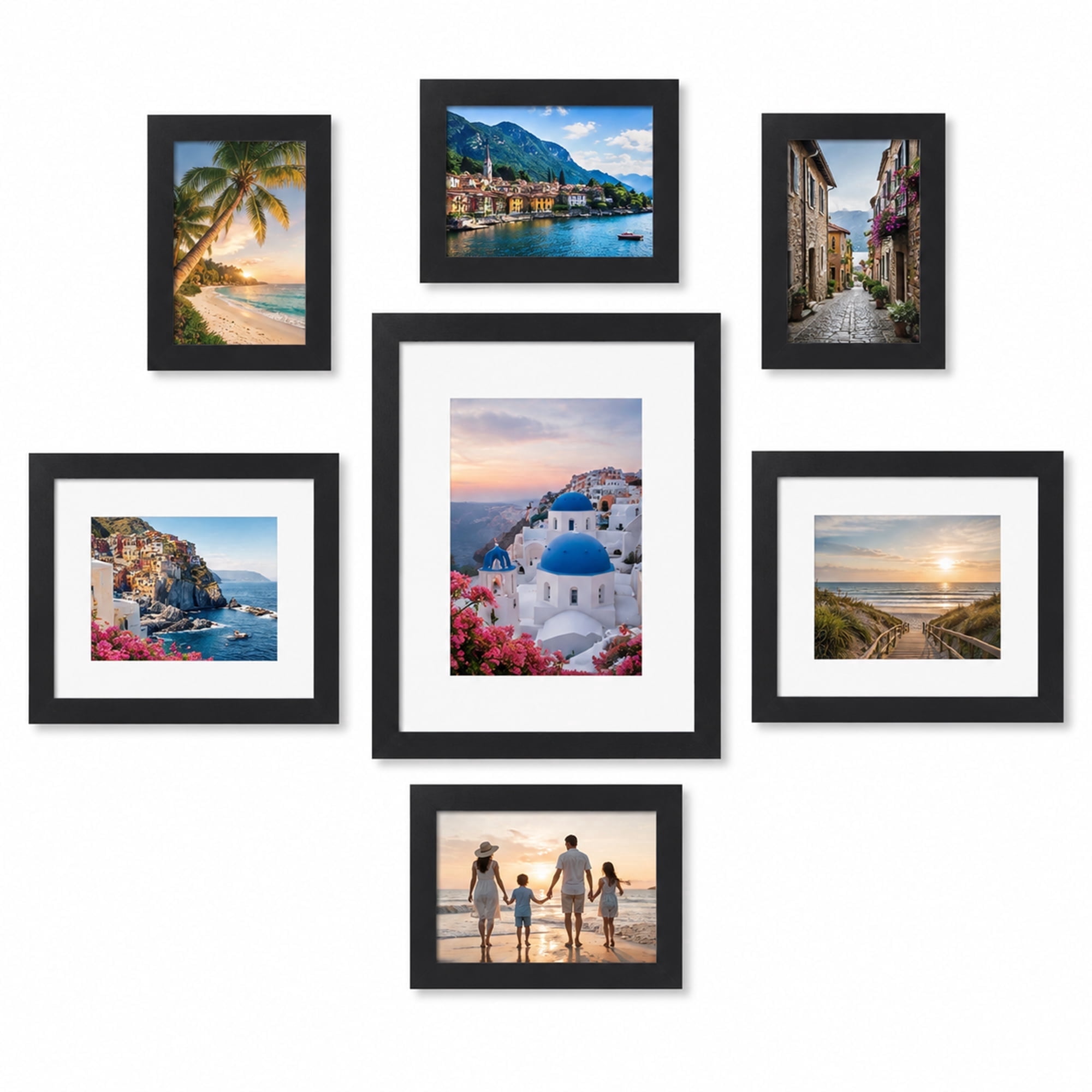 FungYuan 7 Pack Black Collage Picture Frame Set, Multi Size Gallery