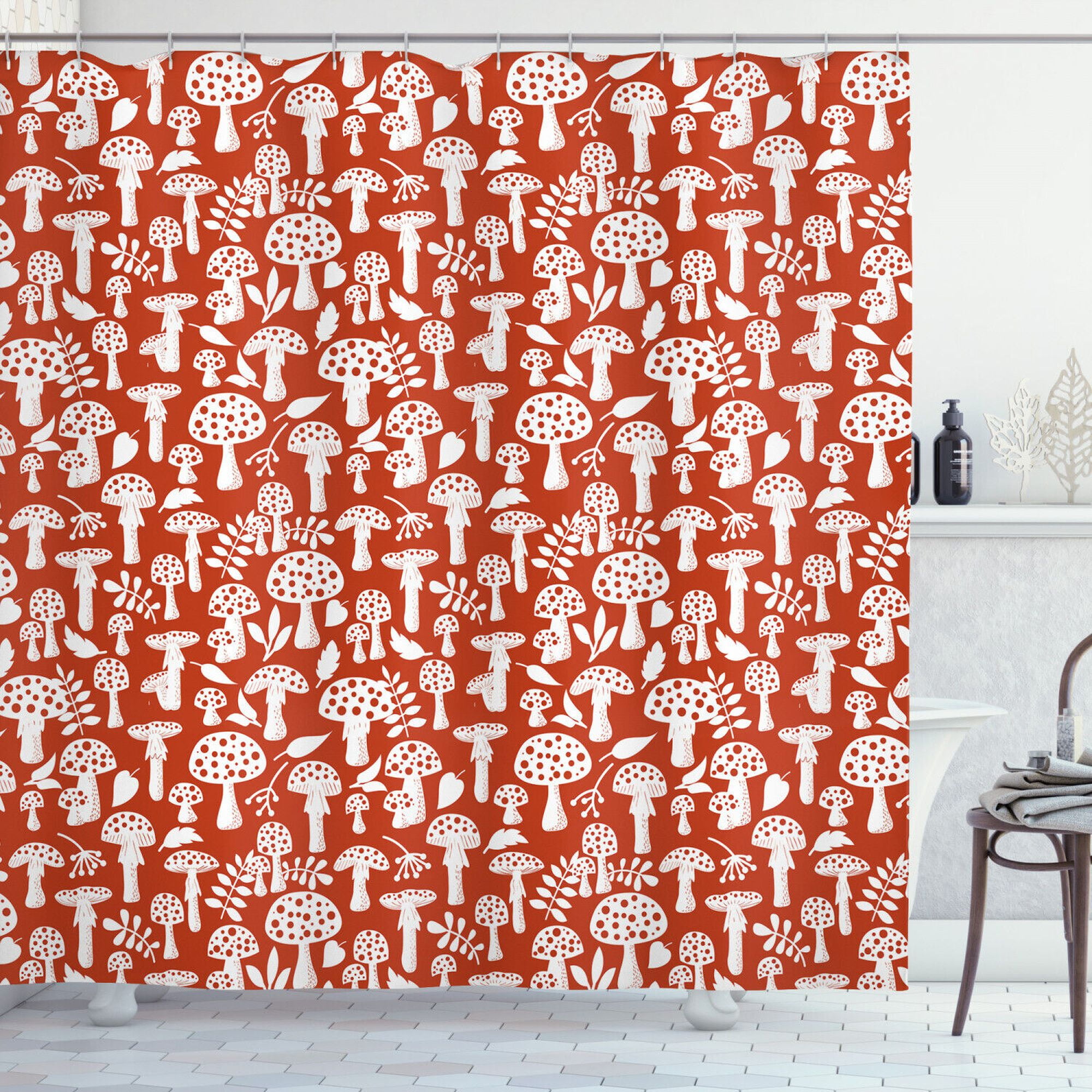 Fungi Fantasy A Vibrant Mushroom Shower Curtain for a NatureInspired