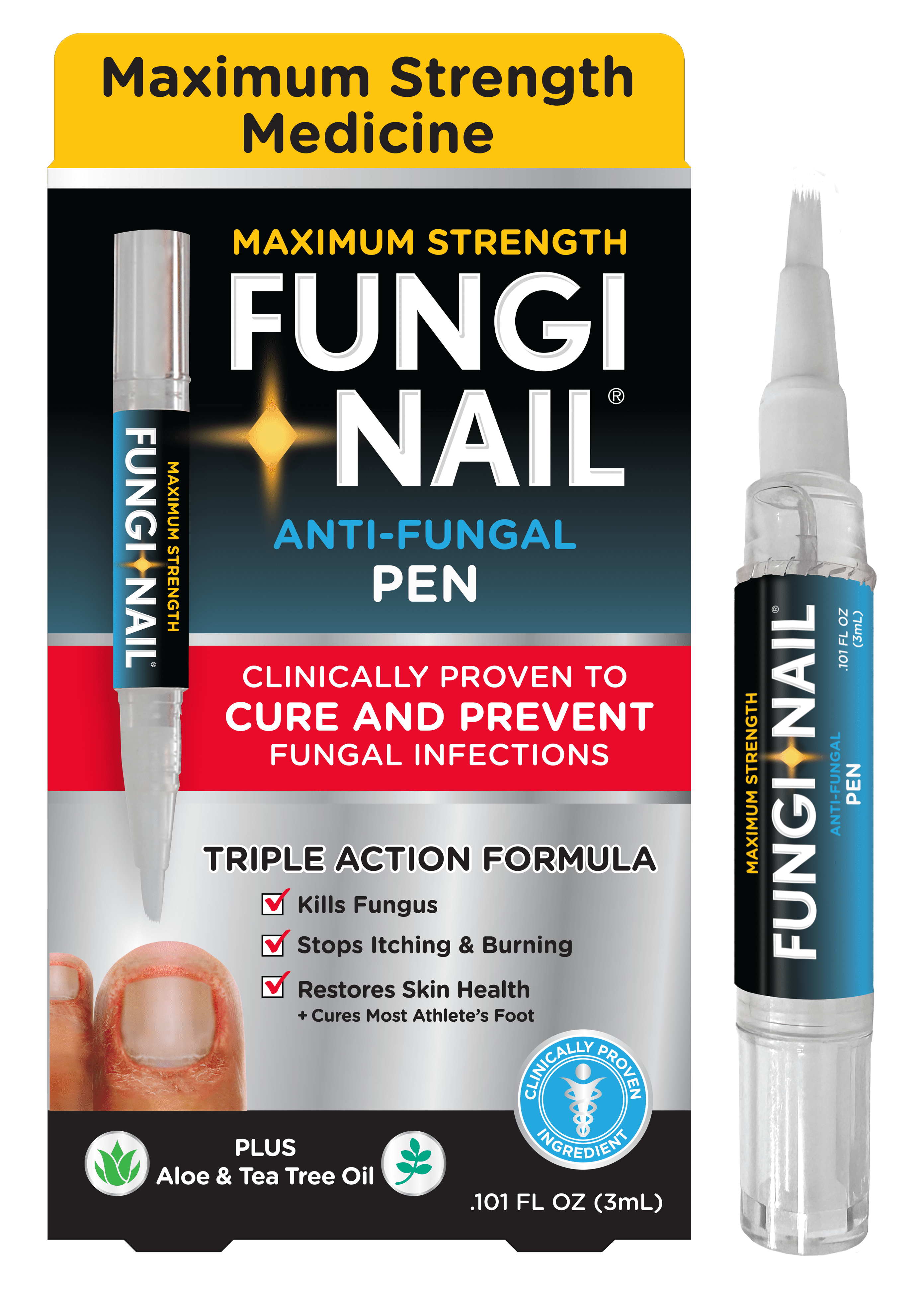 Fungi-Nail Max Strength Antifungal Pen Applicator Liquid Kills Athletes Foot Fungus,Tolnaftate, .1oz