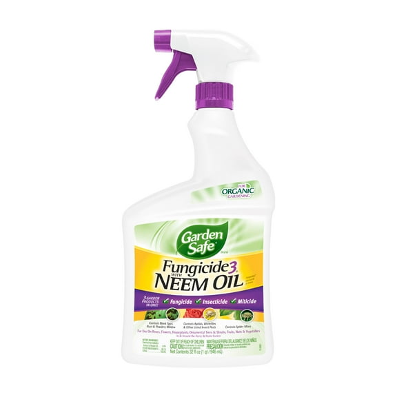 Garden Safe Brand Fungicide3 with Neem Oil Spray, 32 fl oz