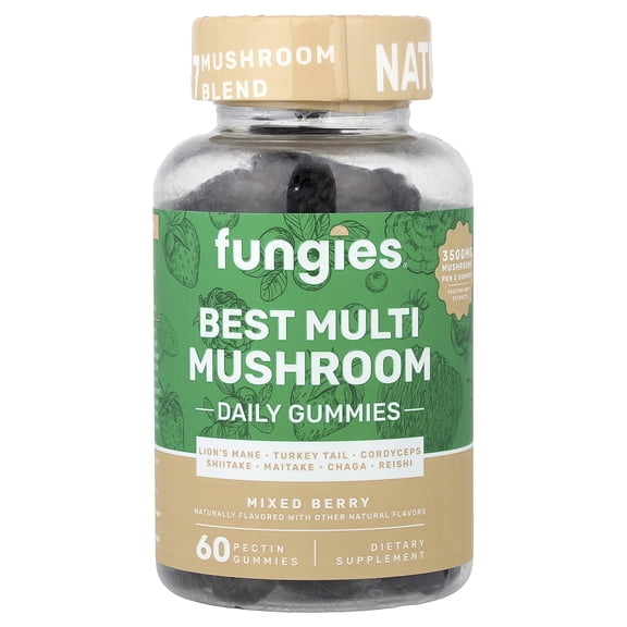 Fungies Best Multi Mushroom Daily Gummies, Mixed Berry, 60 Pectin Gummies