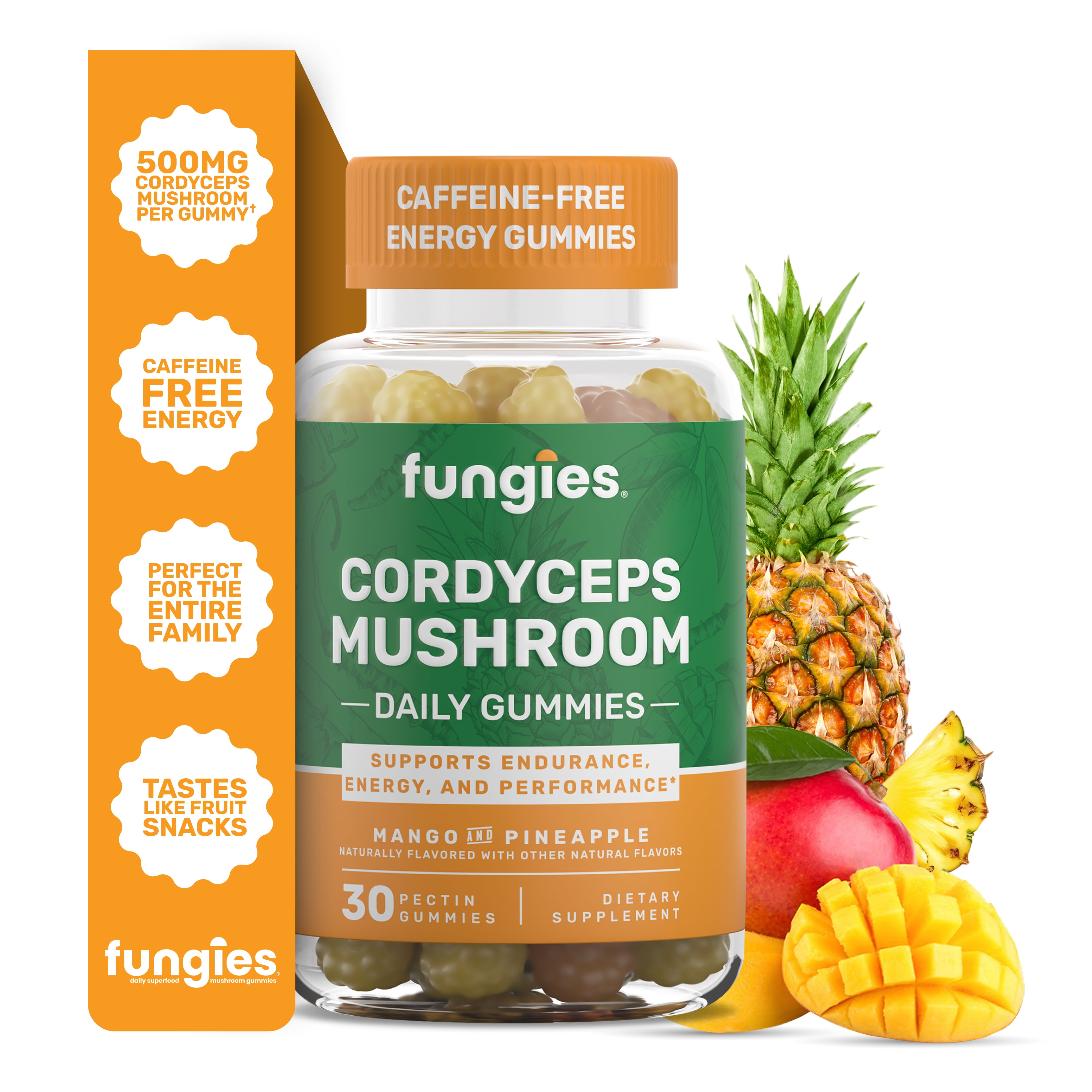 Fungies Cordyceps Mushroom Gummies, Supports Energy, Endurance, Performance, Supplement, 30 Count