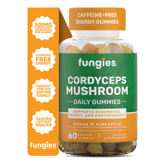 Fungies Cordyceps Mushroom Gummies, Supports Energy, Endurance, Performance, Supplement, 60 Count