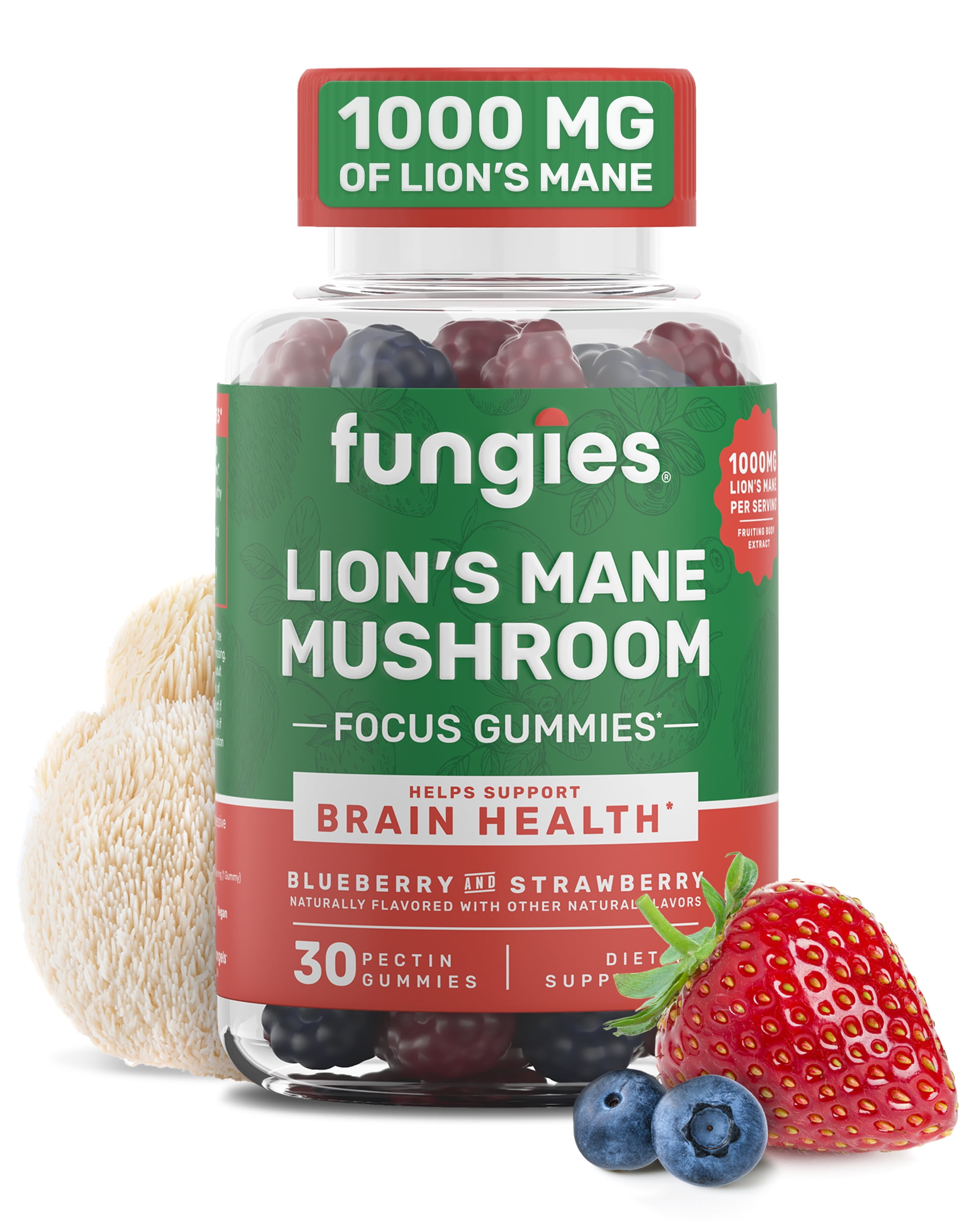 Fungies Lion's Mane Mushroom Gummies, Supports Brain Health, Focus, Memory, Supplement, 30 Count