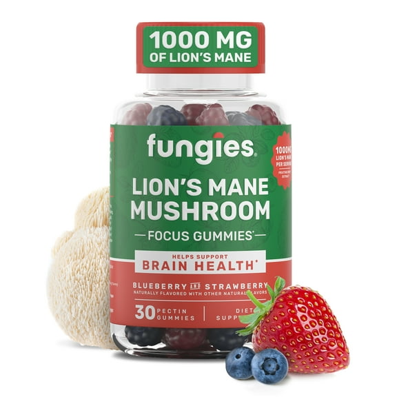 Fungies Lion's Mane Mushroom Gummies, Supports Brain Health, Focus, Memory, Supplement, 30 Count