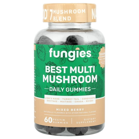 Fungies Best Multi Mushroom Daily Gummies, Mixed Berry, 60 Pectin Gummies