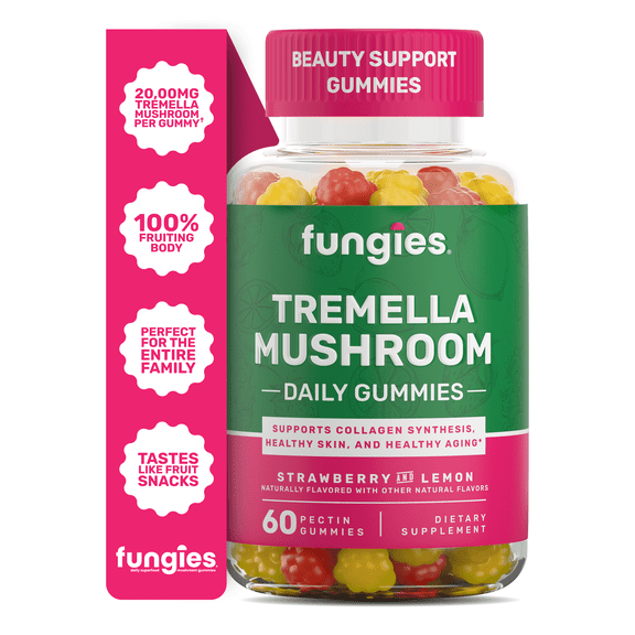 Fungies Tremella Mushroom Gummies, Supports Beauty, Collagen, Healthy Skin, Supplement, 60 Count