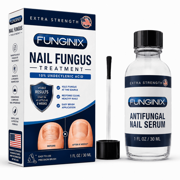 FUNGINIX Toenail Fungus Treatment Extra Strength - Antifungal Nail Treatment With 10% Undecylenic Acid & Tea Tree Oil - Includes Natural Oils & Botanicals - Made in USA (Packaging Does Vary)