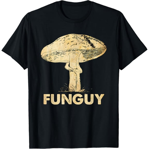 Funguy Funny Fungi Fungus Mushroom Men Funny Guy Vintage T-Shirt men and women can wear, black, white, gifts