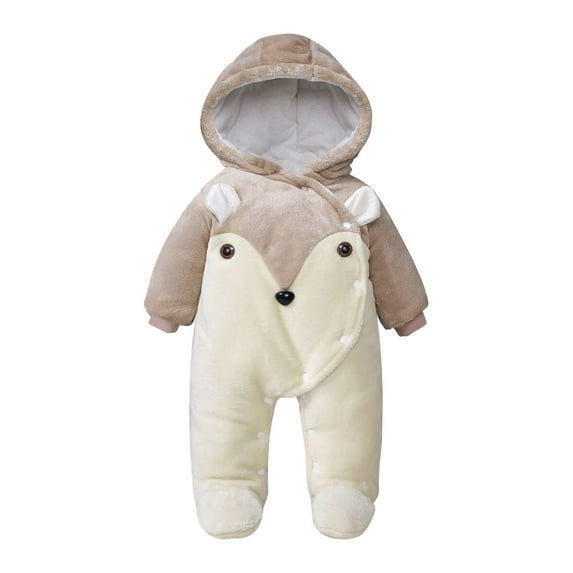 Funicet Baby Girls' Fleece Footed Jumpsuit Baby Boy Snowsuit New Born Baby Winter Coat Toddler Lined Onesie Pajamas Warm Hooded Romper Pram for Infant
