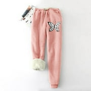 Funicet Black and Friday Deals Winter Sweatpants For Women 2023 Plus Size Sherpa Lined Athletic Jogger Fleece Pants Floral Warm Joggers Track Pants W/ Drawstring & Pockets