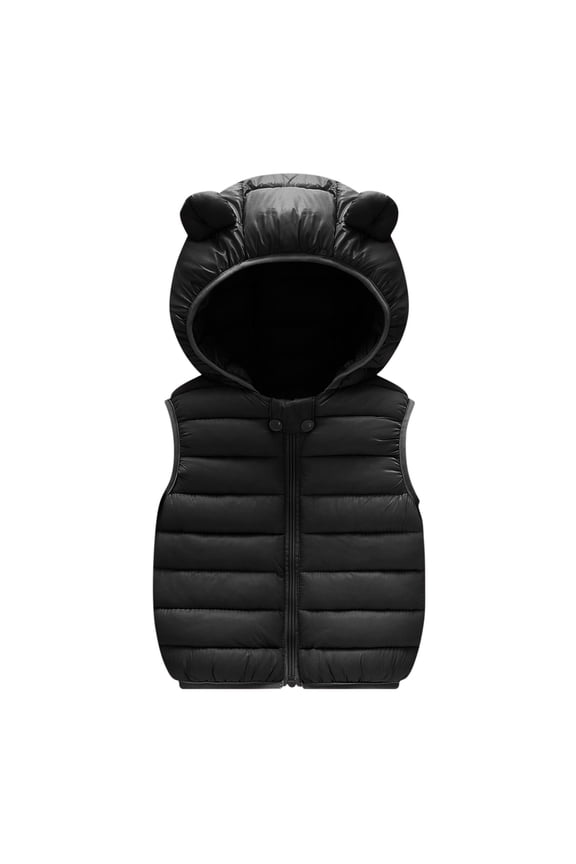 Cute Bear Winter Coats Vest for Kids with Hoods (Padded) Light Puffer Vest Sleeveless Zipper Up Jacket Outerwear for Baby Boys Girls, Infants, Toddlers